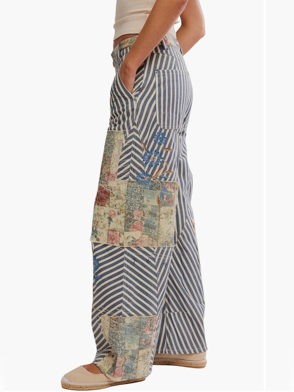 Free People Runyon Patch Detail Striped Pants in West Ridge